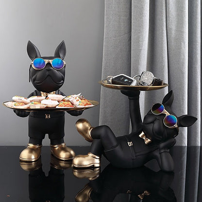 Decorative Canine Figurine in Butler Pose Resin Sculpture for Living Room Entryway Home Accent Pet Lover Gift Frenchie Dog Display Piece