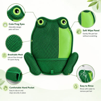 Ortekor Froggy Pet Hair Removal Grooming Mitt for Cats & Dogs - Gentle Daily Deshedding Glove for Sofas, Rugs, Clothes & Car Seats