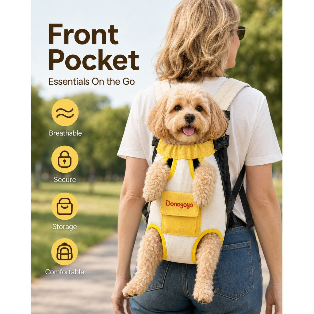 Ortekor Front-Facing Pet Carrier Backpack for Cats & Small Dogs, Hands-Free Travel Carrier With Breathable Mesh, Adjustable Neck Opening & Front Pocket