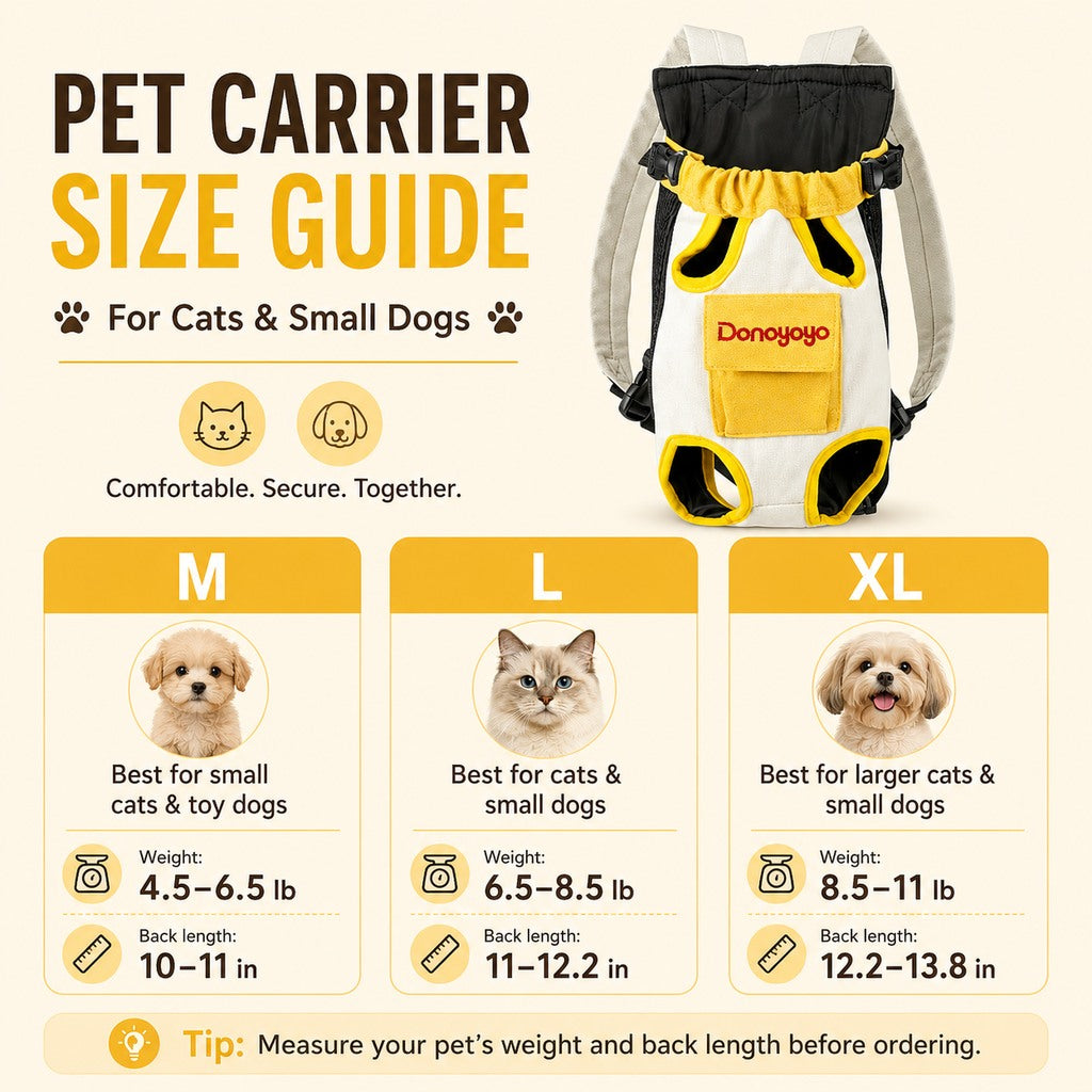 Ortekor Front-Facing Pet Carrier Backpack for Cats & Small Dogs, Hands-Free Travel Carrier With Breathable Mesh, Adjustable Neck Opening & Front Pocket