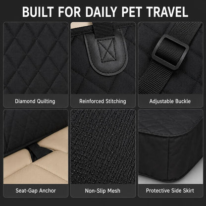 Ortekor Front Seat Pet Car Seat Cover with Seat Belt Tether - Passenger Seat Protector