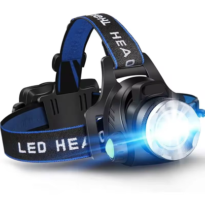 Hands-Free Forehead Flashlight with Adjustable Beam – Rechargeable 2000-Lumen LED Headlamp for Camping Hiking Running Night Work
