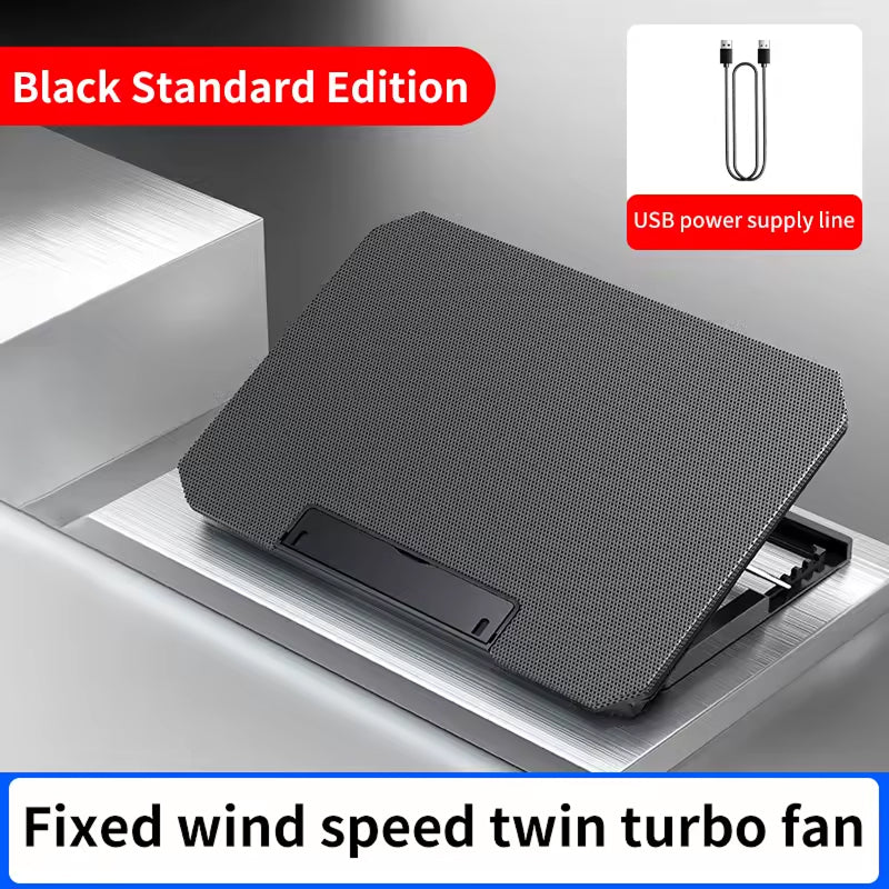 Dual-Fan Notebook Cooling Stand with Adjustable Height & USB Ports for 12-17 Inch Laptops