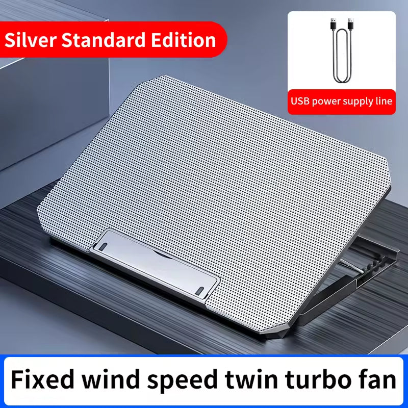 Dual-Fan Notebook Cooling Stand with Adjustable Height & USB Ports for 12-17 Inch Laptops