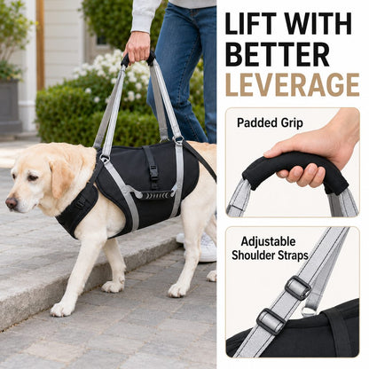Ortekor Full-Body Dog Lift Support Harness for Large Senior Dogs - Easier Stairs, Standing & Car Entry
