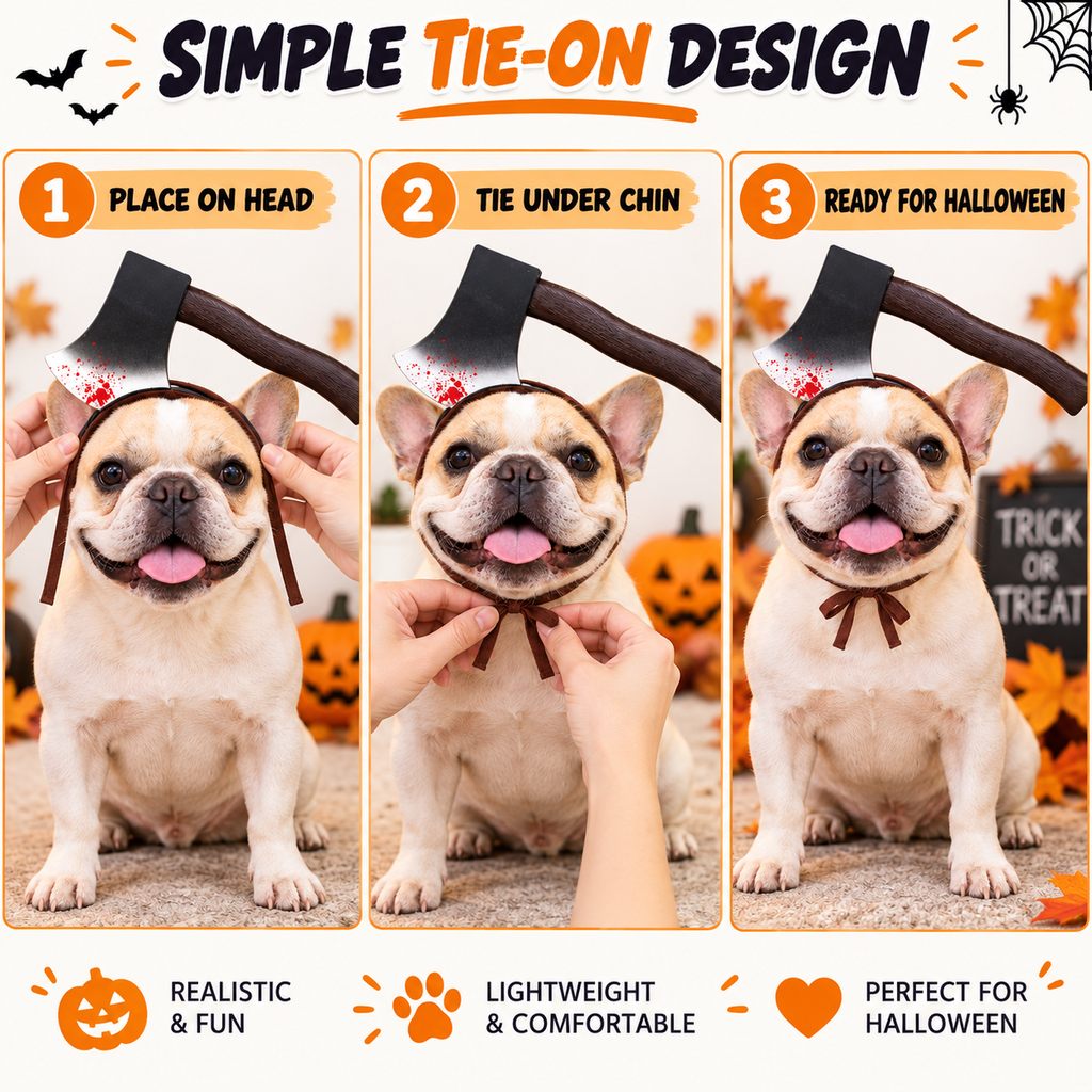 Ortekor Funny Halloween Pet Headwear for Dogs & Cats - Quick Tie-On Costume Prop for Parties, Photos & Trick-or-Treating