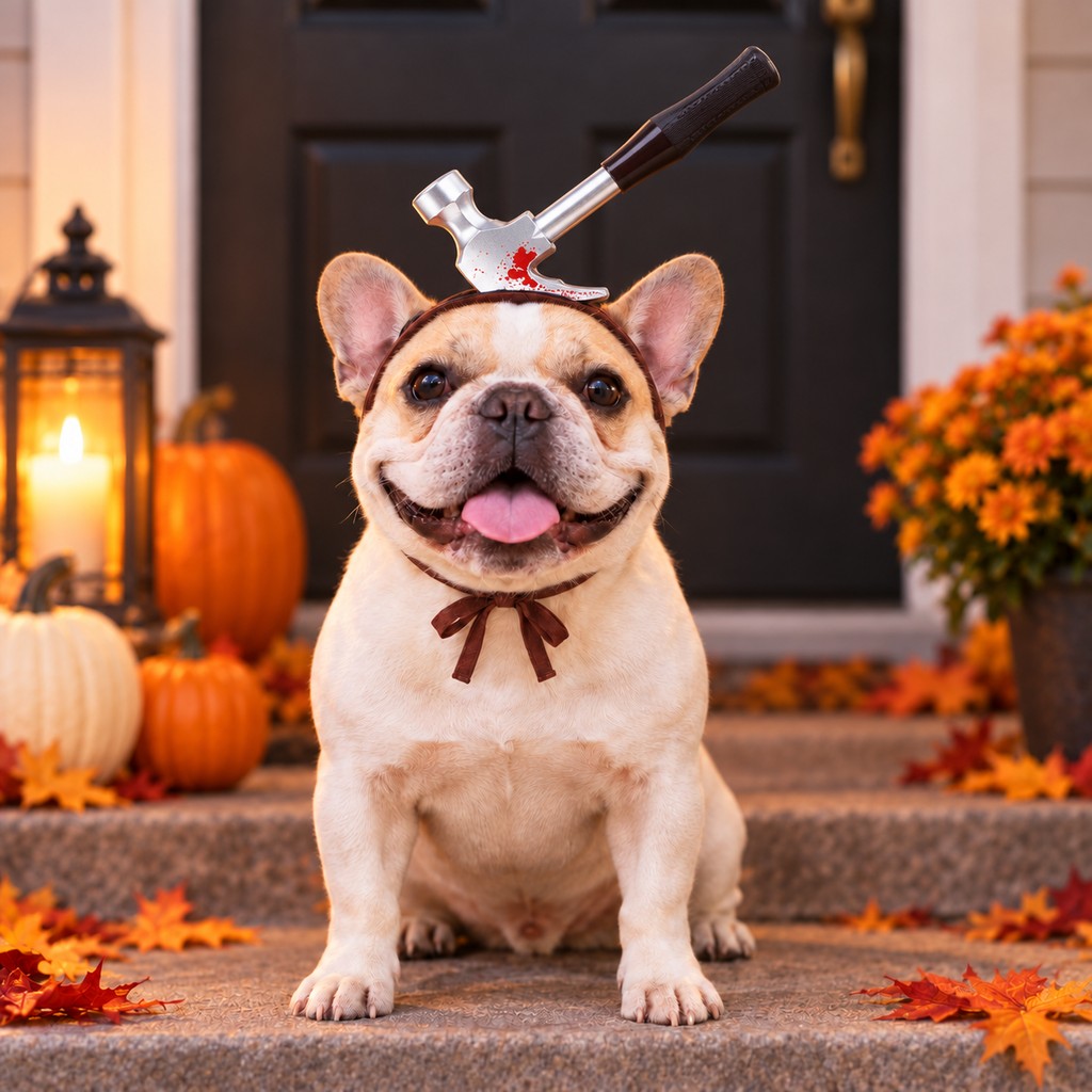 Ortekor Funny Halloween Pet Headwear for Dogs & Cats - Quick Tie-On Costume Prop for Parties, Photos & Trick-or-Treating