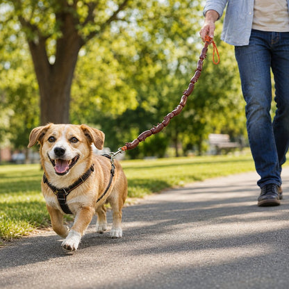 Ortekor Funny Sausage Link Dog Leash for Daily Walks – 10-Link 53 in Extended Lead with 360° Swivel Clasp to Help Reduce Twisting