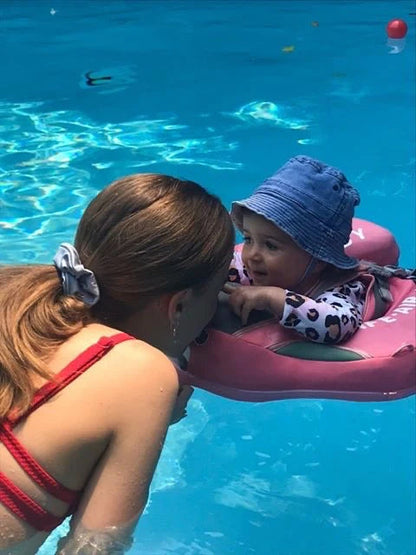 Inflatable Baby Float with Sun Canopy UPF 50+ for Pool Beach Water Play Safe Supportive Seat Ring for Infants Toddlers Ages 6-36 Months