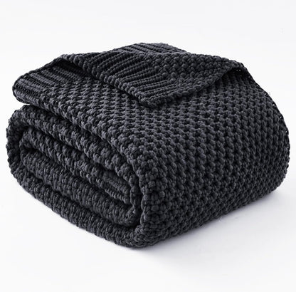 Cozy Comfort | Knitted Weighted Blanket with Cooling Microfiber | All-Season Softness for Ultimate Relaxation