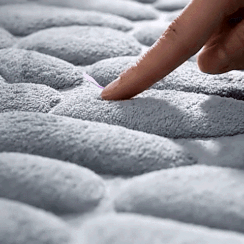 Cora Bath Mat - Cobblestone Embossed, Non-Slip Cotton