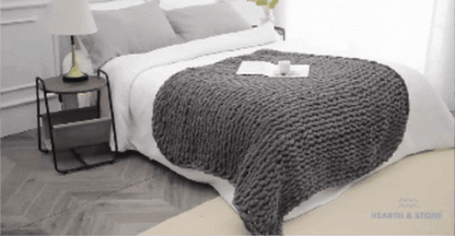 Cozy Home | Chunky Knit Throw Blanket with Exceptional Softness | Stylish Accent for Warm Evenings