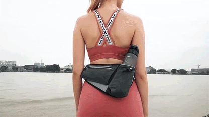Running Belt Bag with Water Bottle Holder, Waterproof Hiking Waist Bag with Reflective Strips, Bum Bag for Running