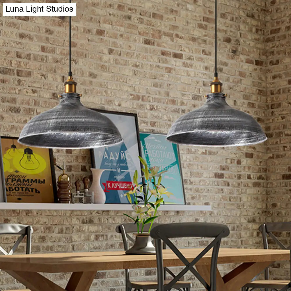 Industrial Metal Dome Pendant Light for Kitchen Island, Dining Room & Bedroom with 16 ft Plug-In Cord