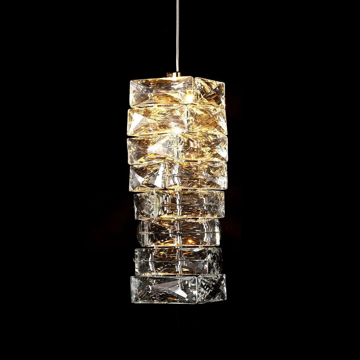 Layered Glass LED Hanging Light 10 in Vertical Drop Chrome Gold Kitchen Island Dining Room Ceiling Fixture Modern Stacked Crystal Pendant Ba