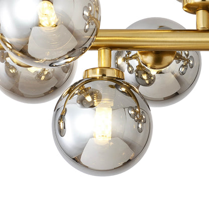 16-Light Linear Island Chandelier with Frosted Glass Globes Gold Finish for Dining Room Kitchen