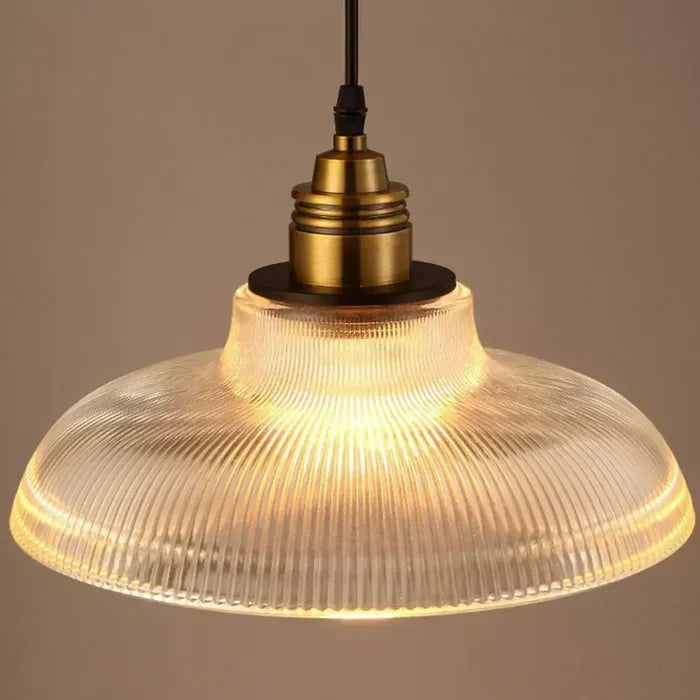 Hanging Glass Shade Fixture with Metal Accents for Dining Room, Kitchen Island, Entryway & Living Room Ambient Lighting
