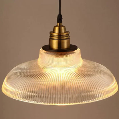 Hanging Glass Shade Fixture with Metal Accents for Dining Room, Kitchen Island, Entryway & Living Room Ambient Lighting