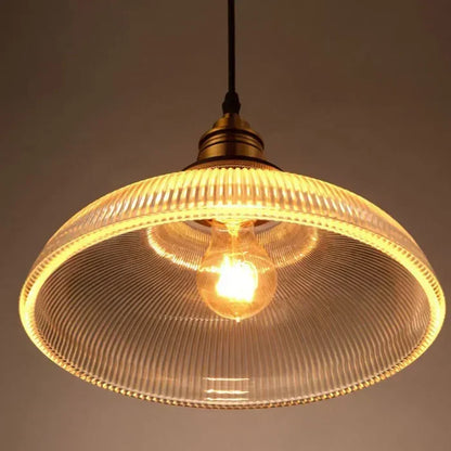 Hanging Glass Shade Fixture with Metal Accents for Dining Room, Kitchen Island, Entryway & Living Room Ambient Lighting