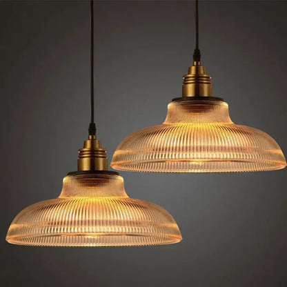 Hanging Glass Shade Fixture with Metal Accents for Dining Room, Kitchen Island, Entryway & Living Room Ambient Lighting