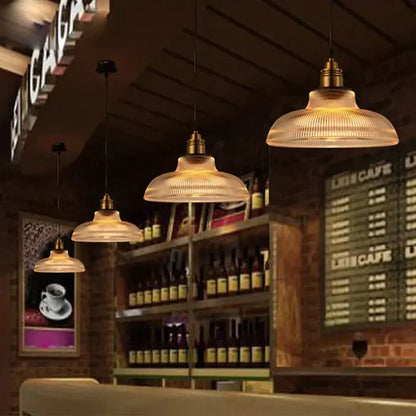 Hanging Glass Shade Fixture with Metal Accents for Dining Room, Kitchen Island, Entryway & Living Room Ambient Lighting