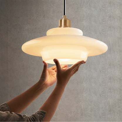 Frosted Glass Globe Ceiling Light 12-Inch White with Brass Accent Adjustable Hanging Fixture for Kitchen Island Dining Room Entryway Art Dec