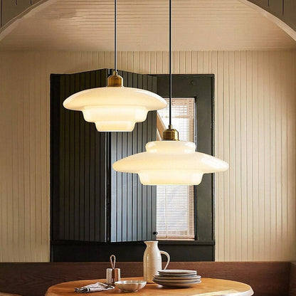 Frosted Glass Globe Ceiling Light 12-Inch White with Brass Accent Adjustable Hanging Fixture for Kitchen Island Dining Room Entryway Art Dec