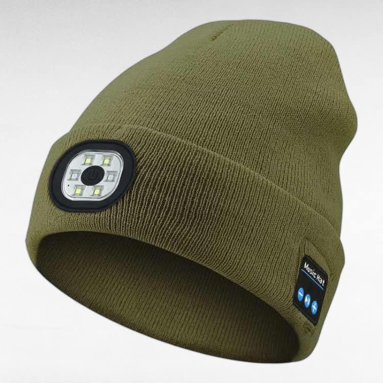 Rechargeable Bluetooth Beanie with Built-In LED Headlamp – Wireless Music Hat for Running, Hiking & Winter Outdoors