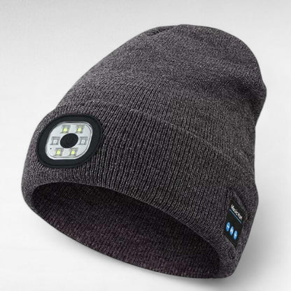 Rechargeable Bluetooth Beanie with Built-In LED Headlamp – Wireless Music Hat for Running, Hiking & Winter Outdoors