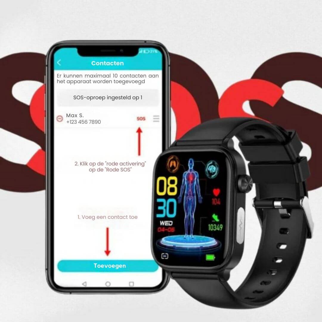 Health Monitoring Smartwatch with Emergency Alert & Automatic Fall Detection for Seniors & Adults
