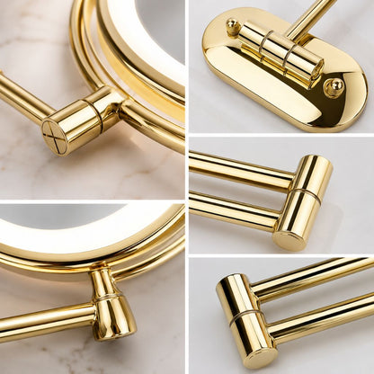 Wall-Mount Lighted Makeup Mirror Rechargeable Double-Sided Vanity Mirror 360° Swivel Adjustable Magnification Touch Control 3 Light Modes
