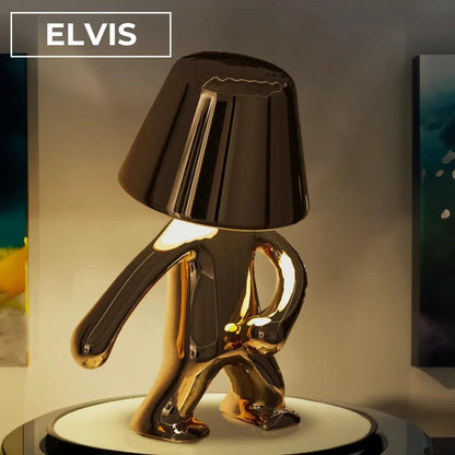 Rechargeable Figurine LED Lamp Gold 7.6 Inch Cordless Touch Control Nightstand Light 2700K Warm Glow Sculptural Accent for Bedroom Office Ho