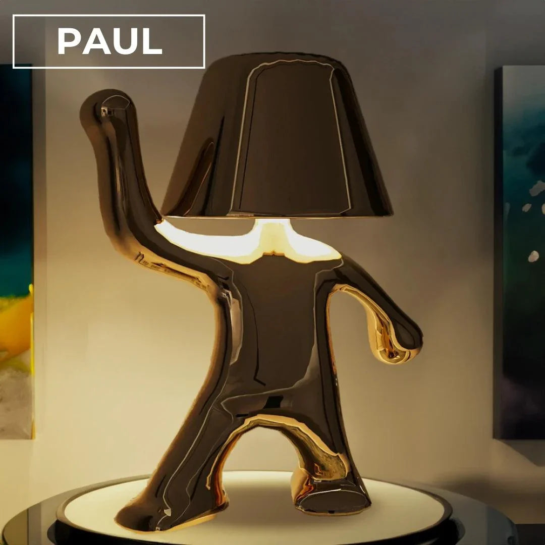 Rechargeable Figurine LED Lamp Gold 7.6 Inch Cordless Touch Control Nightstand Light 2700K Warm Glow Sculptural Accent for Bedroom Office Ho