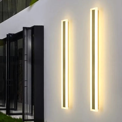 Linear Outdoor LED Wall Sconce Gold Finish Waterproof Dimmable IP65 Hardwired AC 85-265V Modern Exterior Lighting for Patio Garden Porch