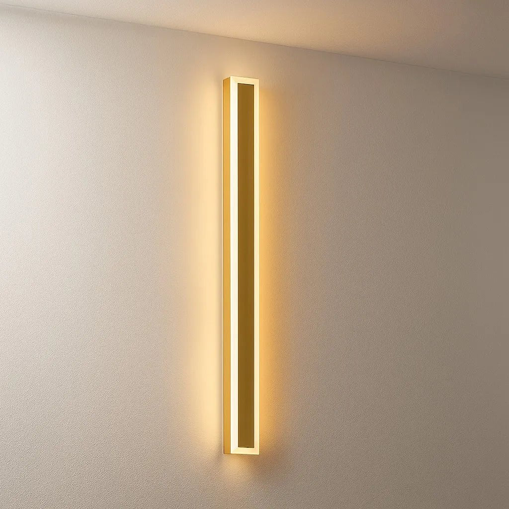 Linear Outdoor LED Wall Sconce Gold Finish Waterproof Dimmable IP65 Hardwired AC 85-265V Modern Exterior Lighting for Patio Garden Porch