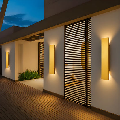 Outdoor LED Sconce in Gold Aluminum for Patio Entrance Garden Porch | Weather-Resistant Modern Fixture