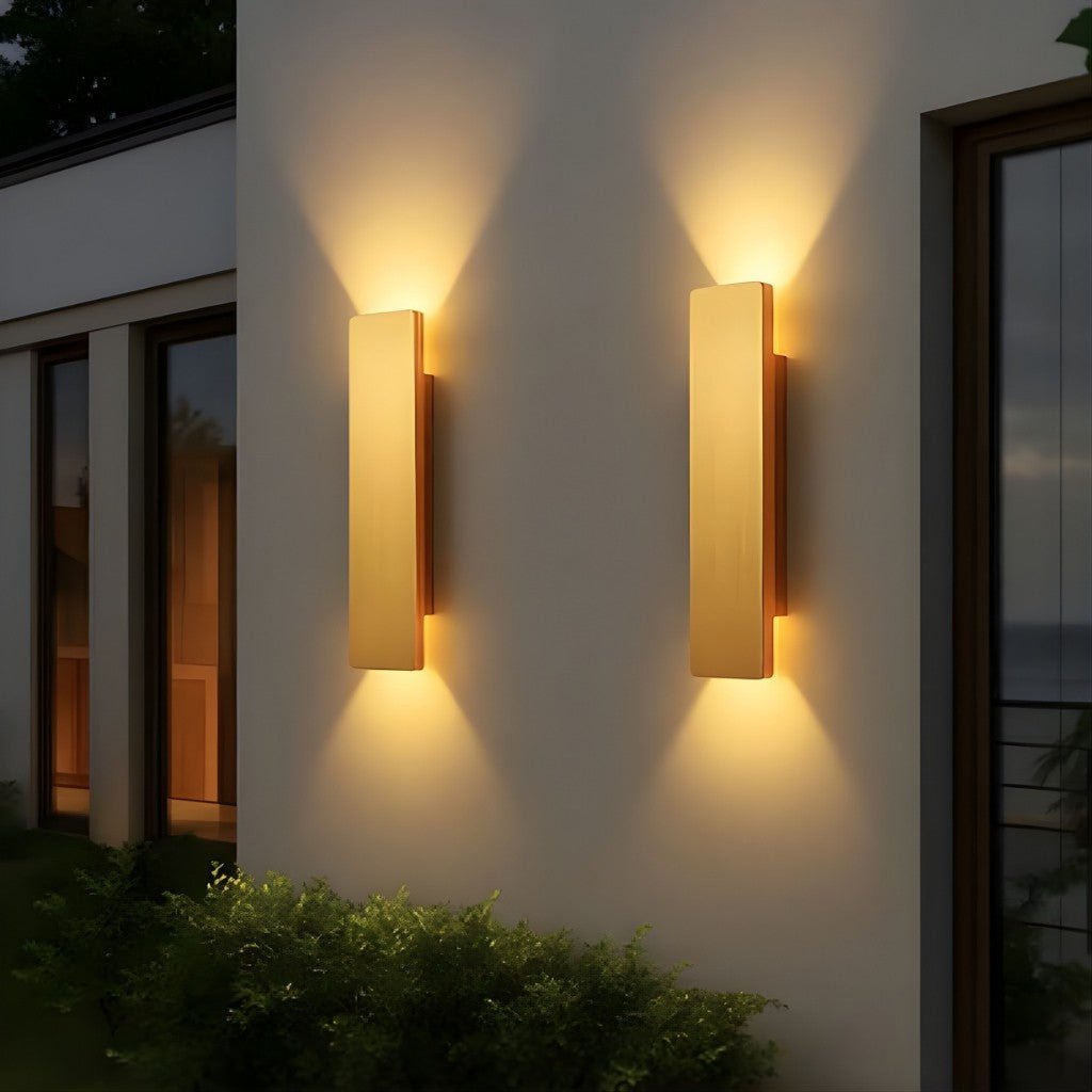 Outdoor Aluminum LED Wall Sconce Gold Finish IP65 Weatherproof Hardwired for Patio Porch Entryway 6W 18W 24W Options 2700K 6500K Lighting