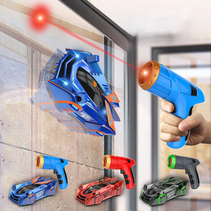 Wall-Climbing RC Car with Laser Remote – Anti-Gravity Stunt Racer for Smooth Surfaces, LED Lights, 360° Spins, Ages 3+