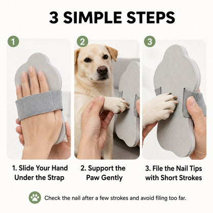 Ortekor Quiet Handheld Pet Nail File Board for At-Home Dog & Cat Nail Care - Blade-Free, No Charging