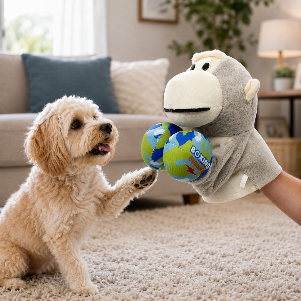 Ortekor Interactive Boxing Pet Puppet for Indoor Play – Squeeze-to-Punch Sound Toy for Bored Dogs & Cats