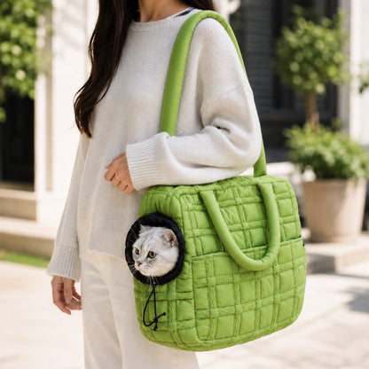 Ortekor Quilted Pet Carrier Tote for Cats & Small Dogs – Easy Hand & Shoulder Carry for Walks, Errands & Everyday Outings