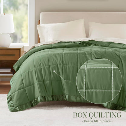 Windom Collection | Down Alternative Blanket with Moisture-Wicking Treatment | Lightweight & Soft Bed Cover for All Seasons, Satin Trim