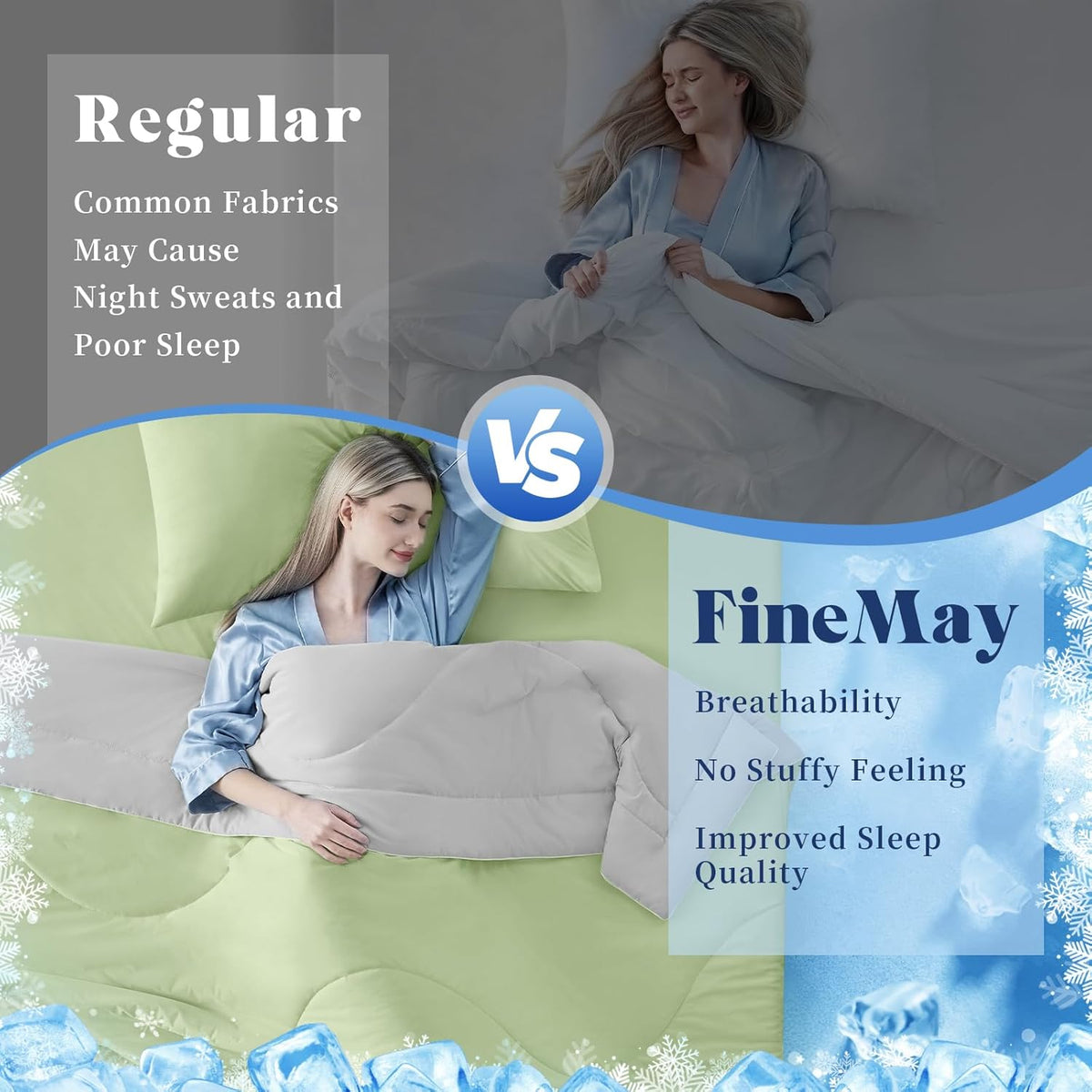 Cooling Comforter | Double-Sided Cooling Blanket for Hot Sleepers | Breathable Ice Fabric for Ultimate Comfort