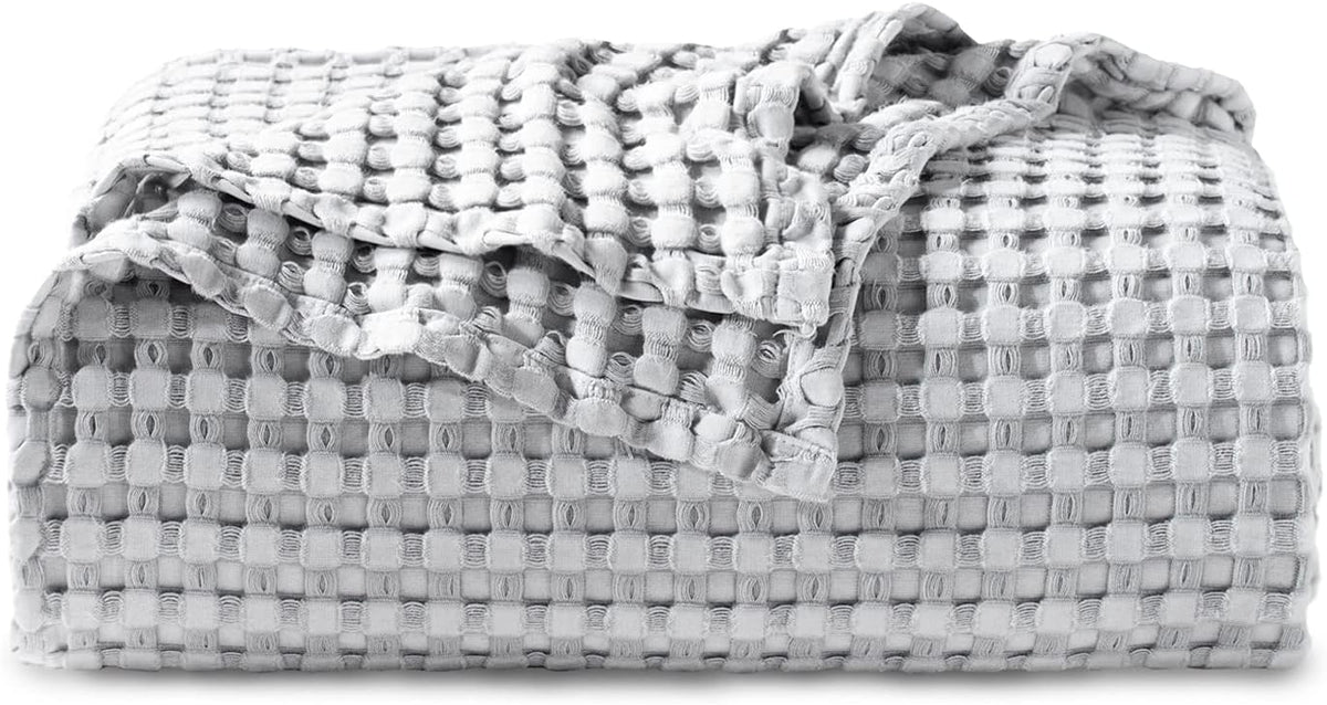 Cozy Haven | Cooling Waffle Queen Blanket with Lightweight Cotton & Bamboo | Soft Summer Throw for Hot Sleepers
