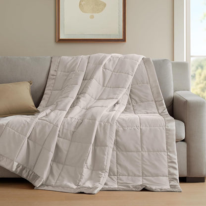 Windom Collection | Down Alternative Blanket with Moisture-Wicking Treatment | Lightweight & Soft Bed Cover for All Seasons, Satin Trim