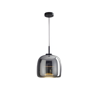 Triple Glass Dome Ceiling Light 15 in Adjustable Height for Kitchen Island Dining Room Modern Hanging Fixture Gray Smoked Finish