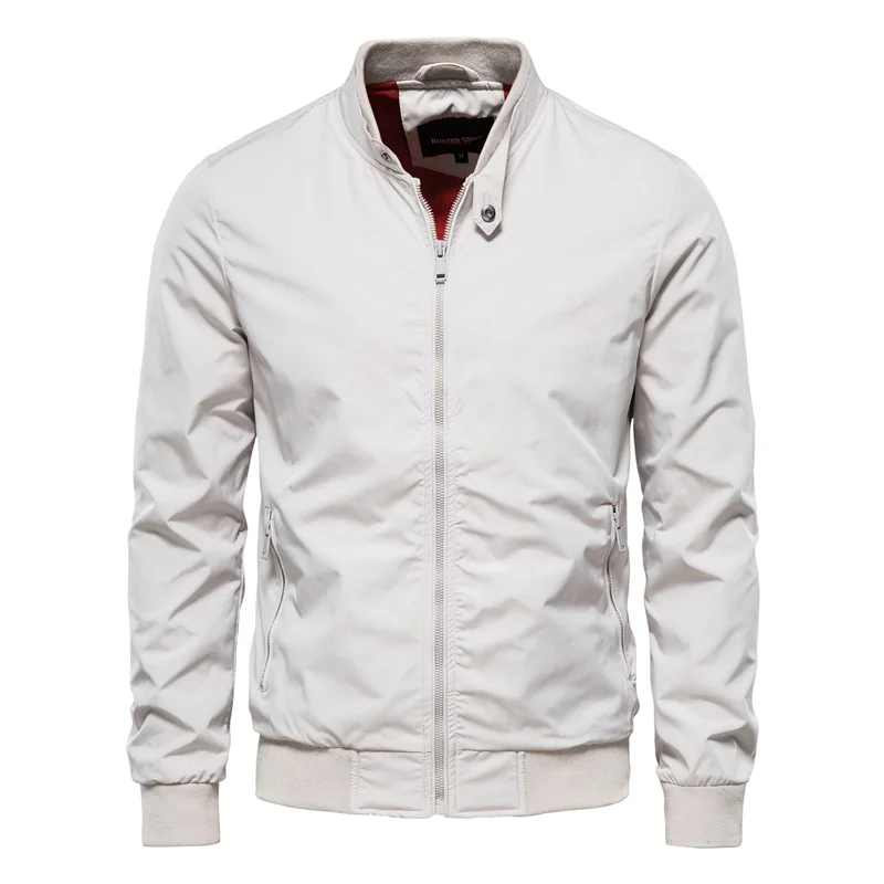 Lightweight Bomber Jacket for Men – Summer Sport Coat with Ribbed Collar & Glossy Finish for Casual Everyday Wear