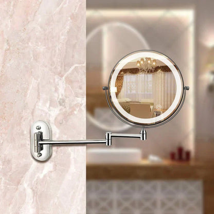 LED Lighted Bathroom Mirror 8 Inch with Magnification Touch Control USB Rechargeable Wall Mount Vanity Mirror for Makeup Application Skincar