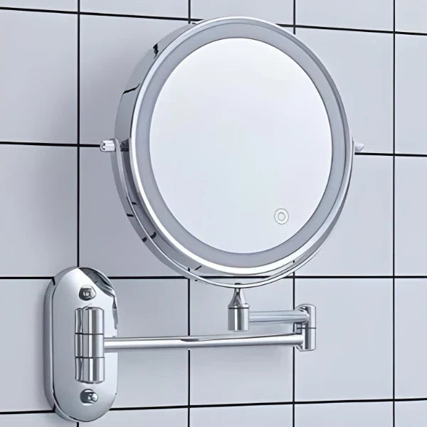 LED Lighted Bathroom Mirror 8 Inch with Magnification Touch Control USB Rechargeable Wall Mount Vanity Mirror for Makeup Application Skincar