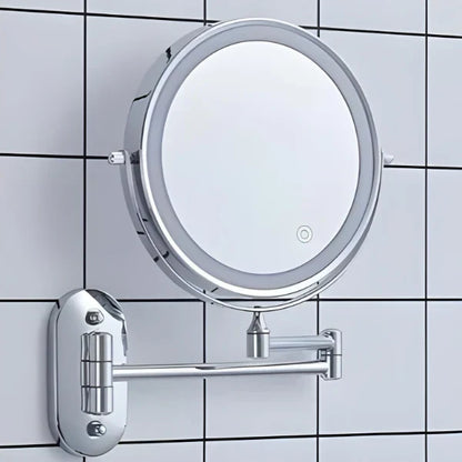 LED Lighted Bathroom Mirror 8 Inch with Magnification Touch Control USB Rechargeable Wall Mount Vanity Mirror for Makeup Application Skincar
